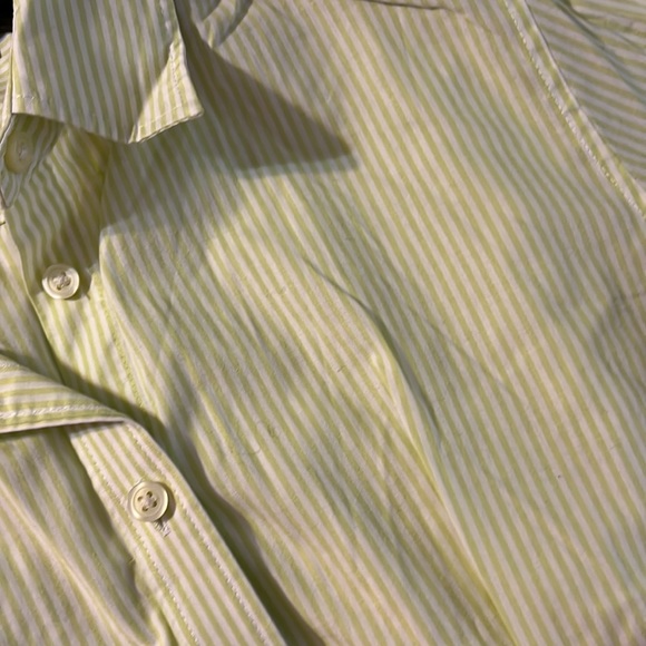 Banana Republic green striped button down shirt size 8 - Picture 4 of 6